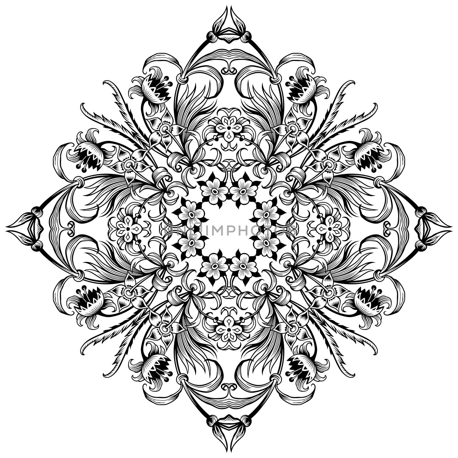 Vector floral ethnic ornamental illustration. by KTVector