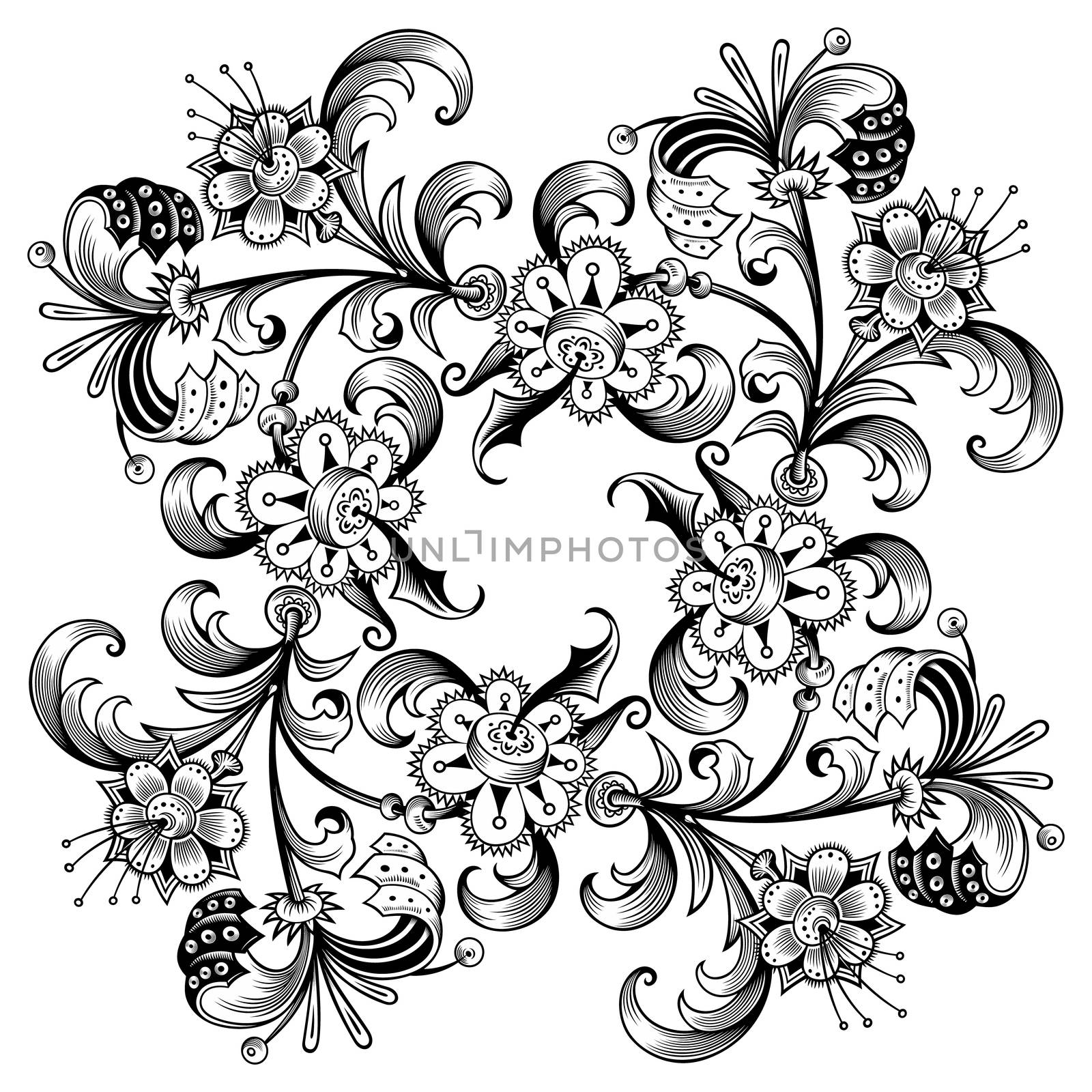 Floral hand drawn vector vintage border. Engraved nature elements and objects illustration. Frame design.