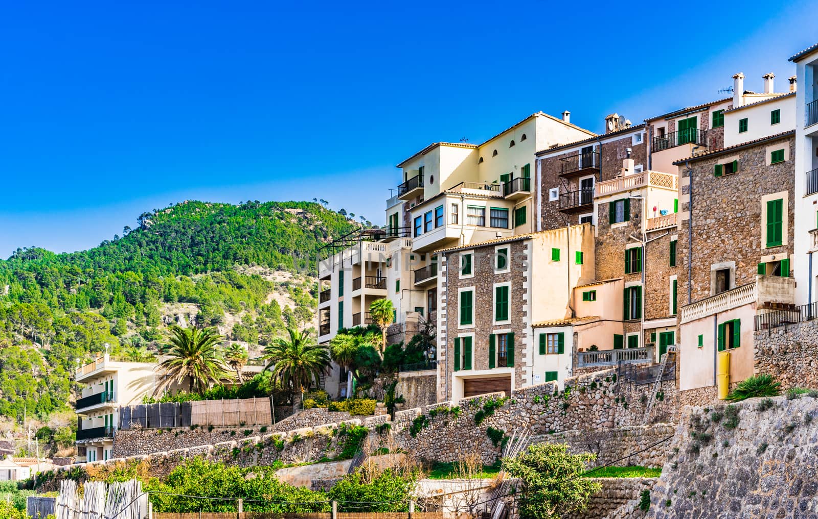Mediterranean village Banyalbufar on Mallorca island, Spain