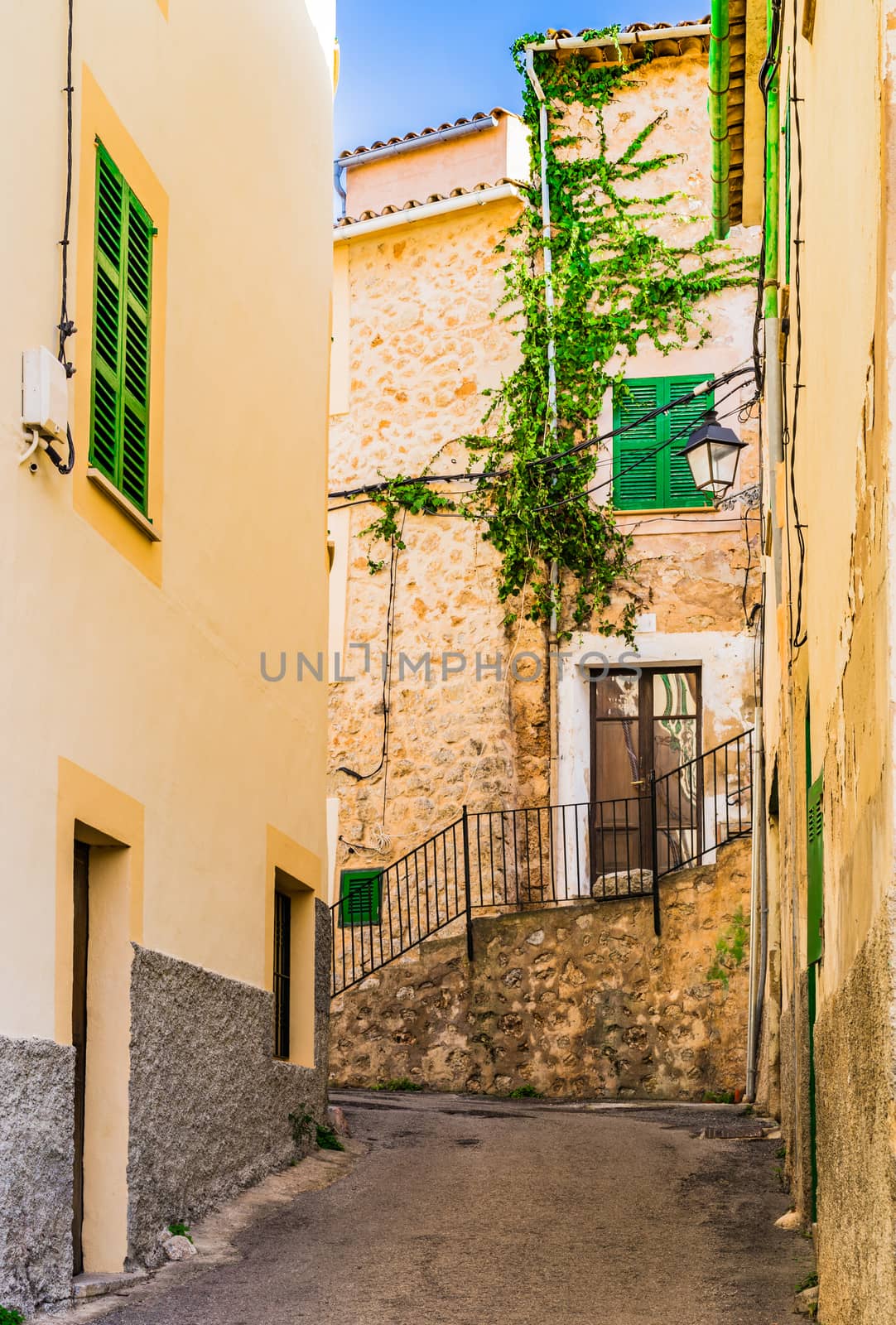 Street in Banyalbufar, old village on Mallorca island, Spain