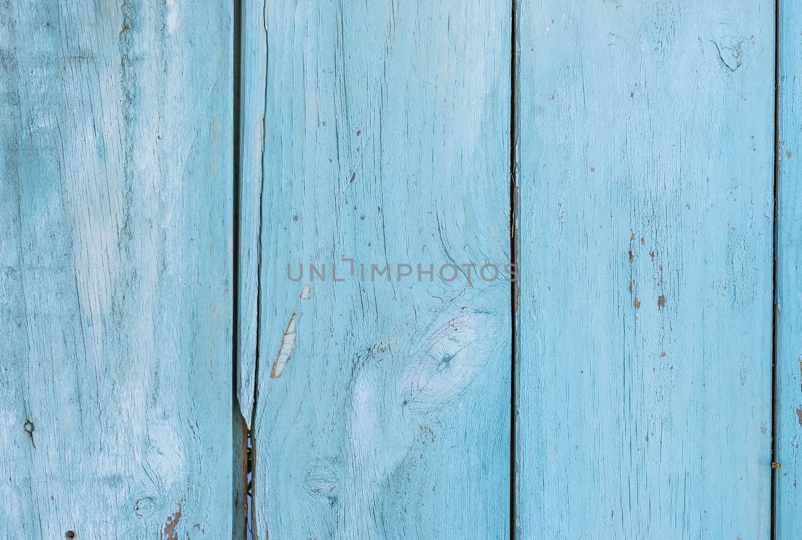 Blue painted wooden planks background texture with copy space