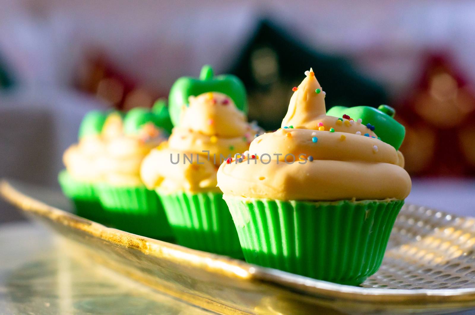 beautiful cupcakes soap with purple and green icing on pink and  by Shalinimathur