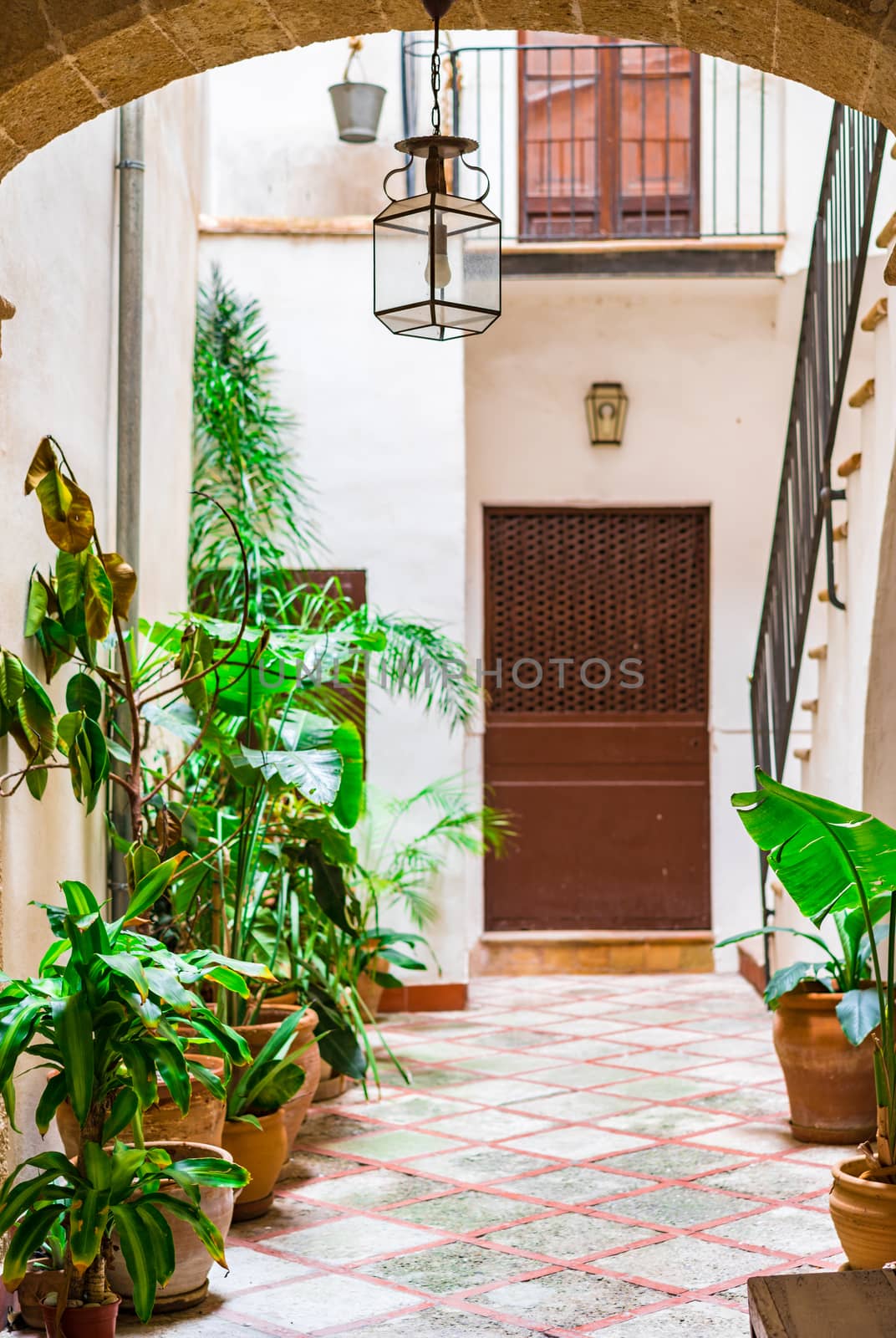 Beautiful view of a typical spanish back yard patio