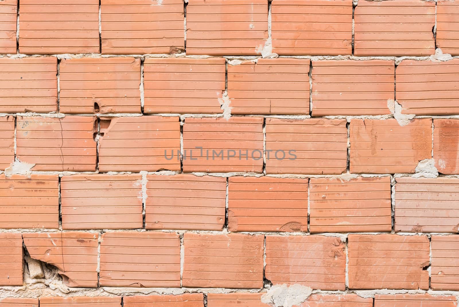 Close-up of construction site masonry wall texture
