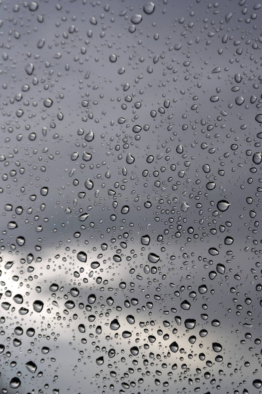 Water drops on a window glass, rainy day by sergpet