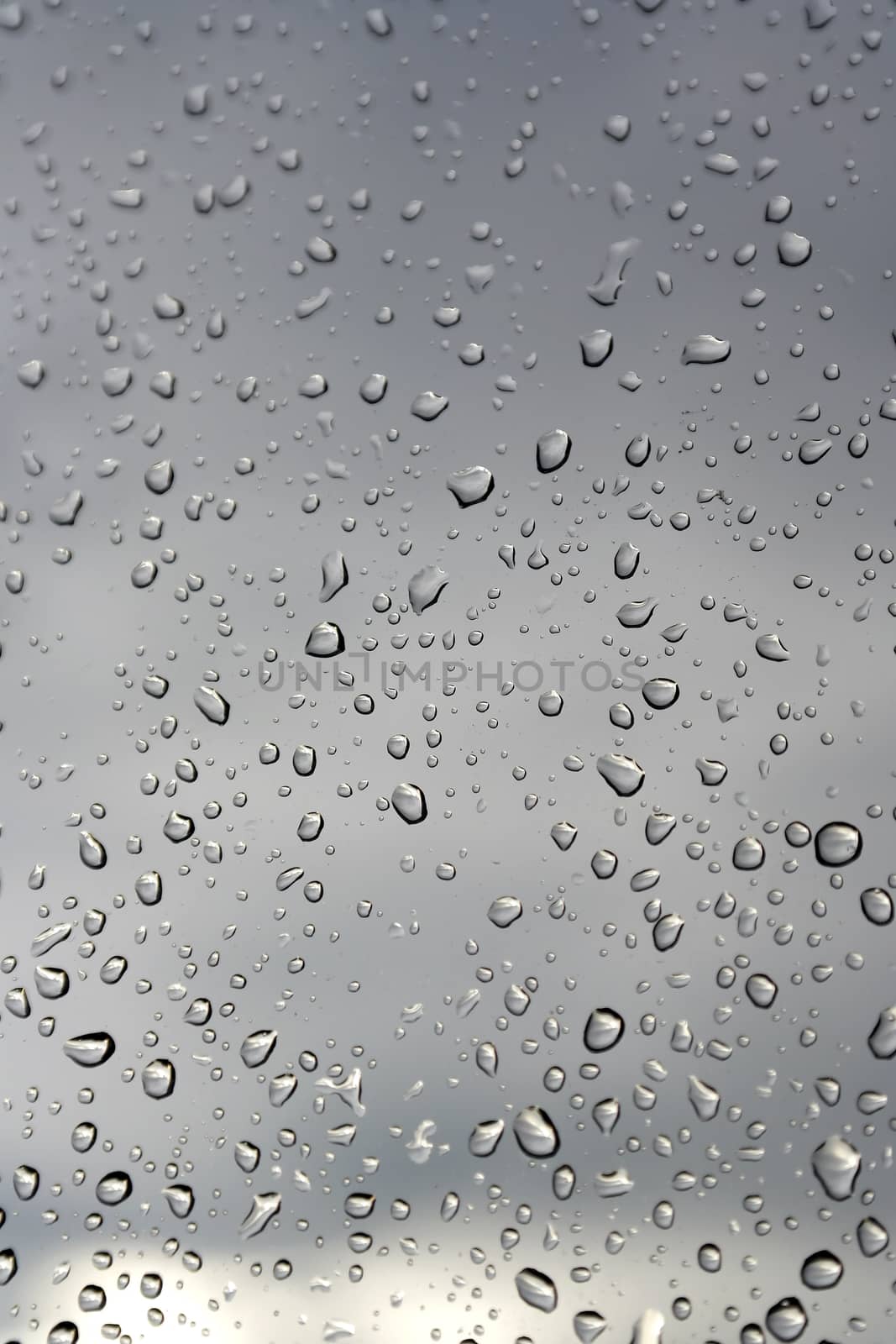 Water drops on a window glass, rainy day by sergpet