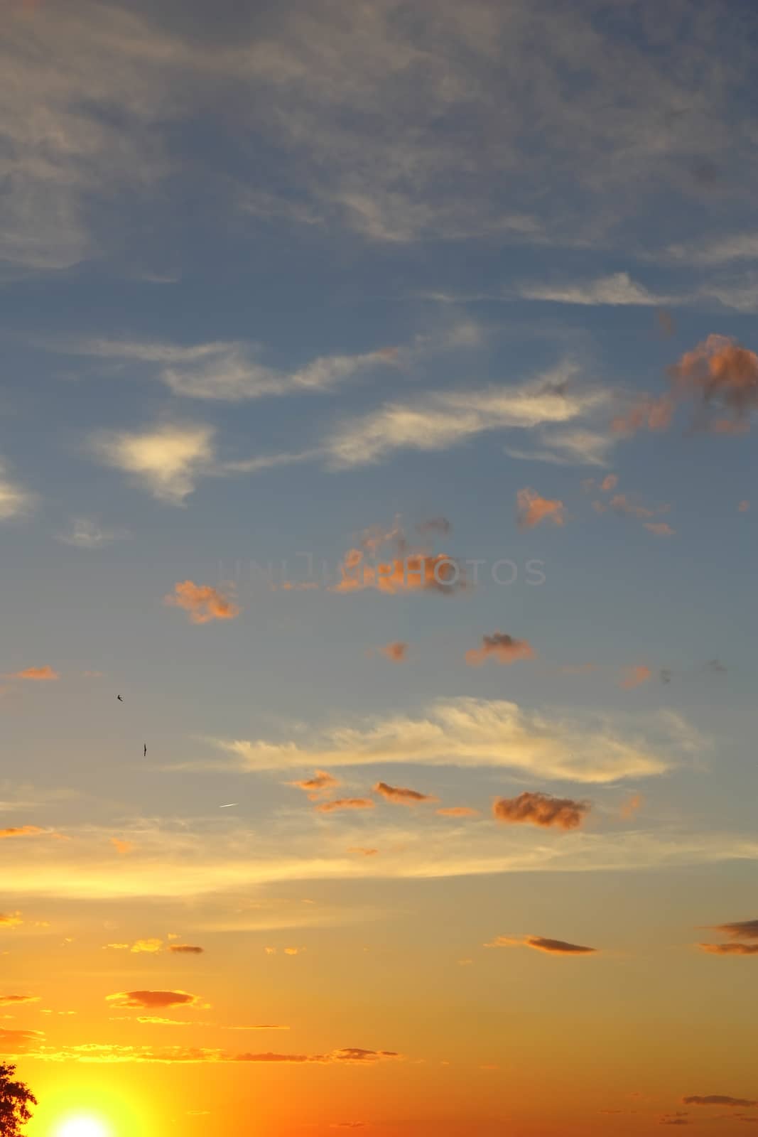 Beautiful blue sky with clouds, air nature