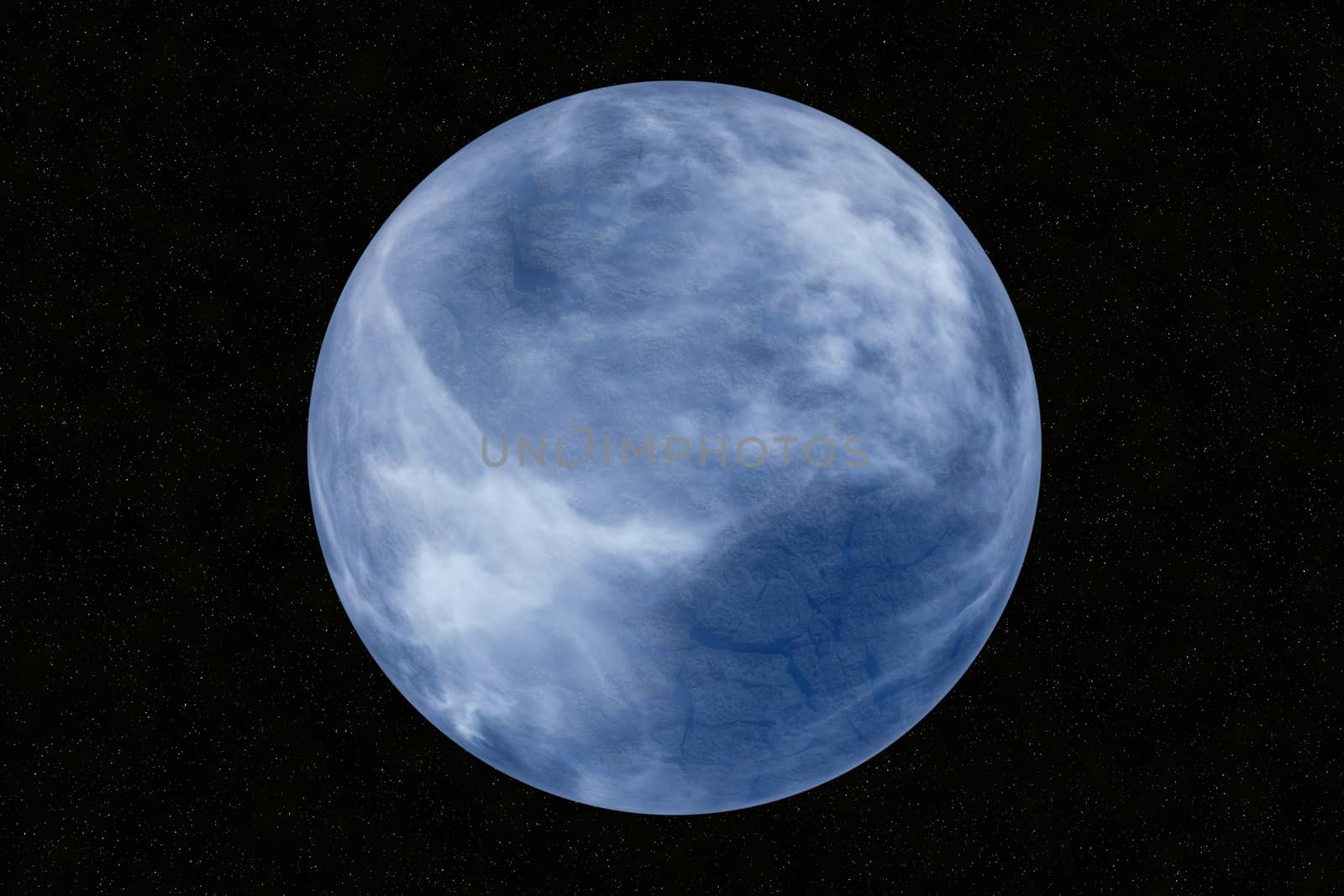 Earth type planet sphere isolated on a celestial star background by ant