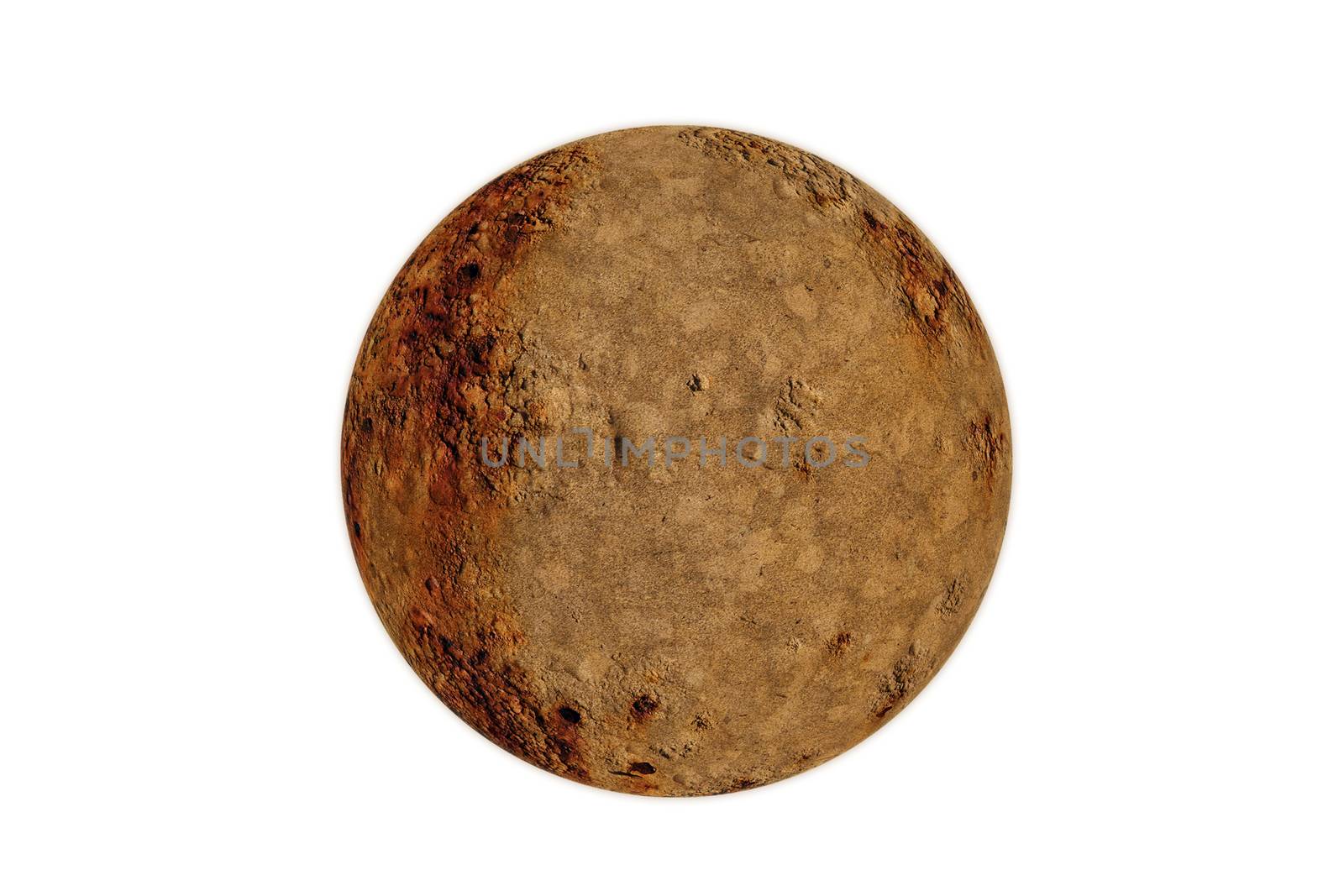 Weathered stone rock in a round planet sphere shape cut out and  by ant