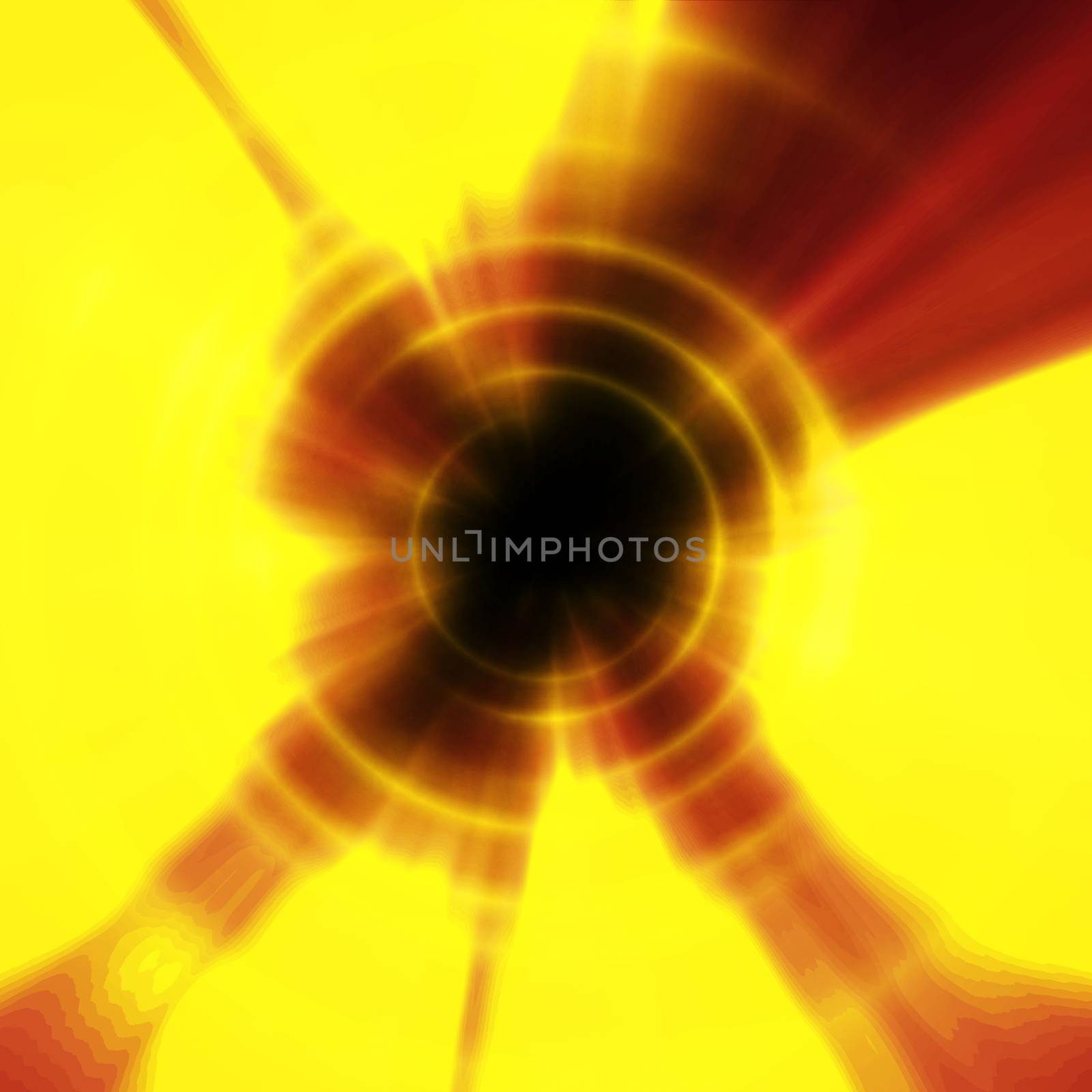 Round concrete tunnel with light ray ring, abstract illustration