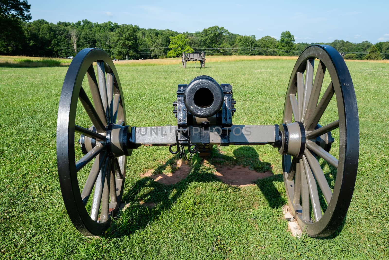 Close-up photo of a cannon from the Civil War battle Battle of Bull Run.