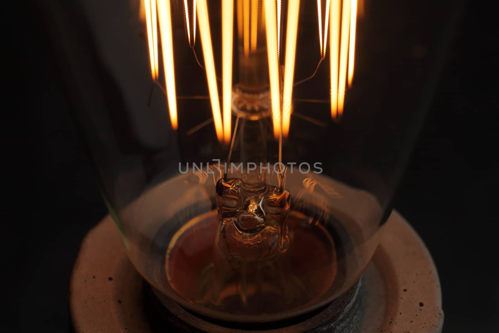 Edison retro lamp close-up. A good idea. High quality photo