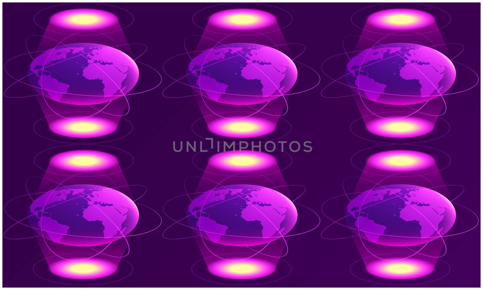 digital textile design of globes on abstract background