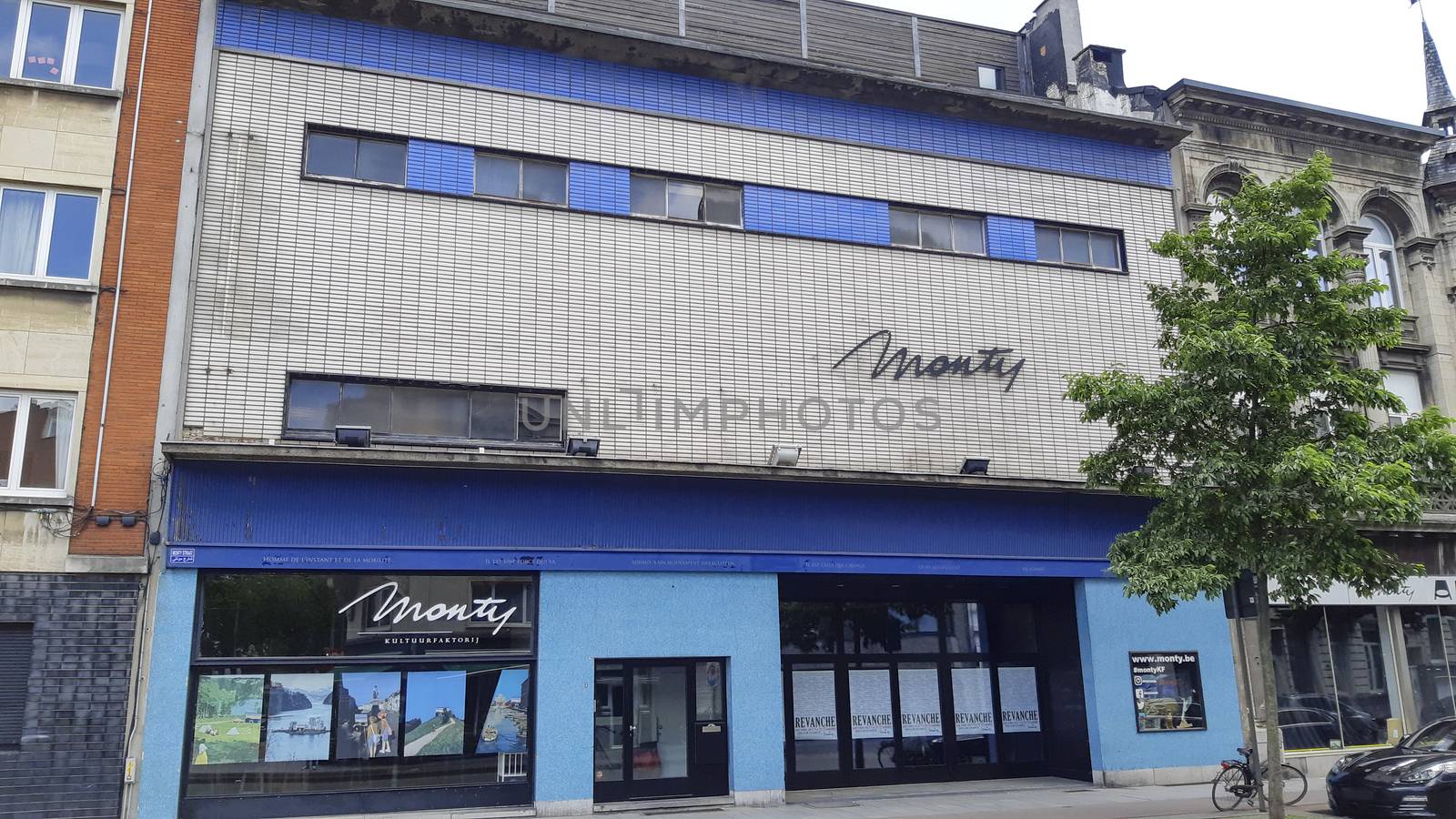 Antwerp, Belgium, July 2020: view on Monty theatre in the Montignystraat