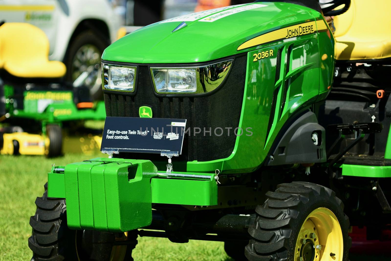 Auckland, New Zealand - Mar 2020. Agricultural machinery for sale for local farmers and and builders. by Marshalkina