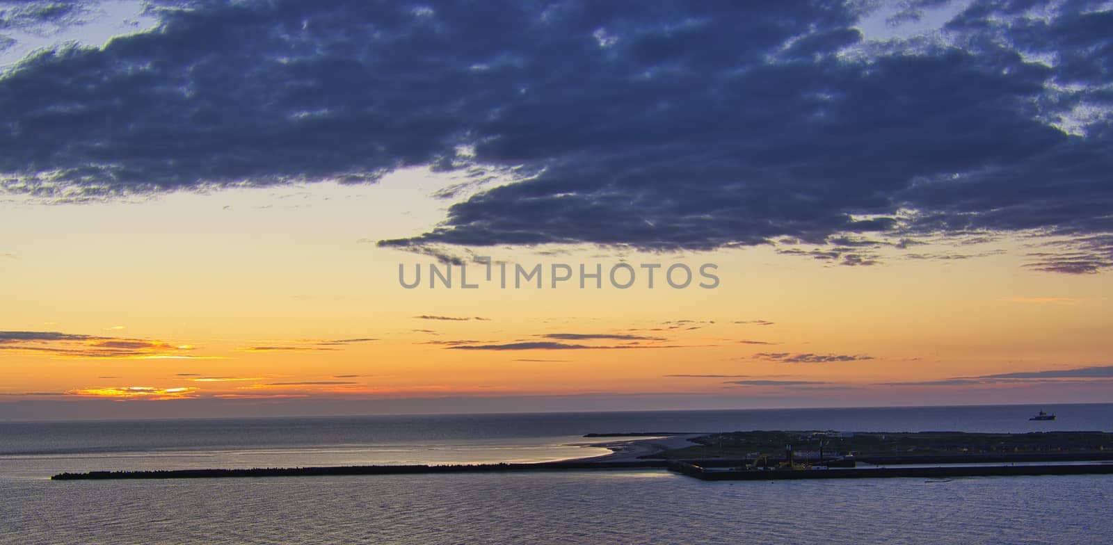 Heligoland - look on the island dune - sunrise over the sea