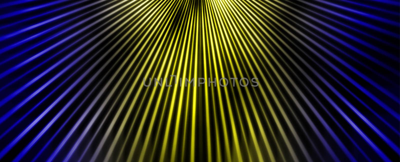 Blue and yellow beams abstract background for design with radial blur. Gradient.