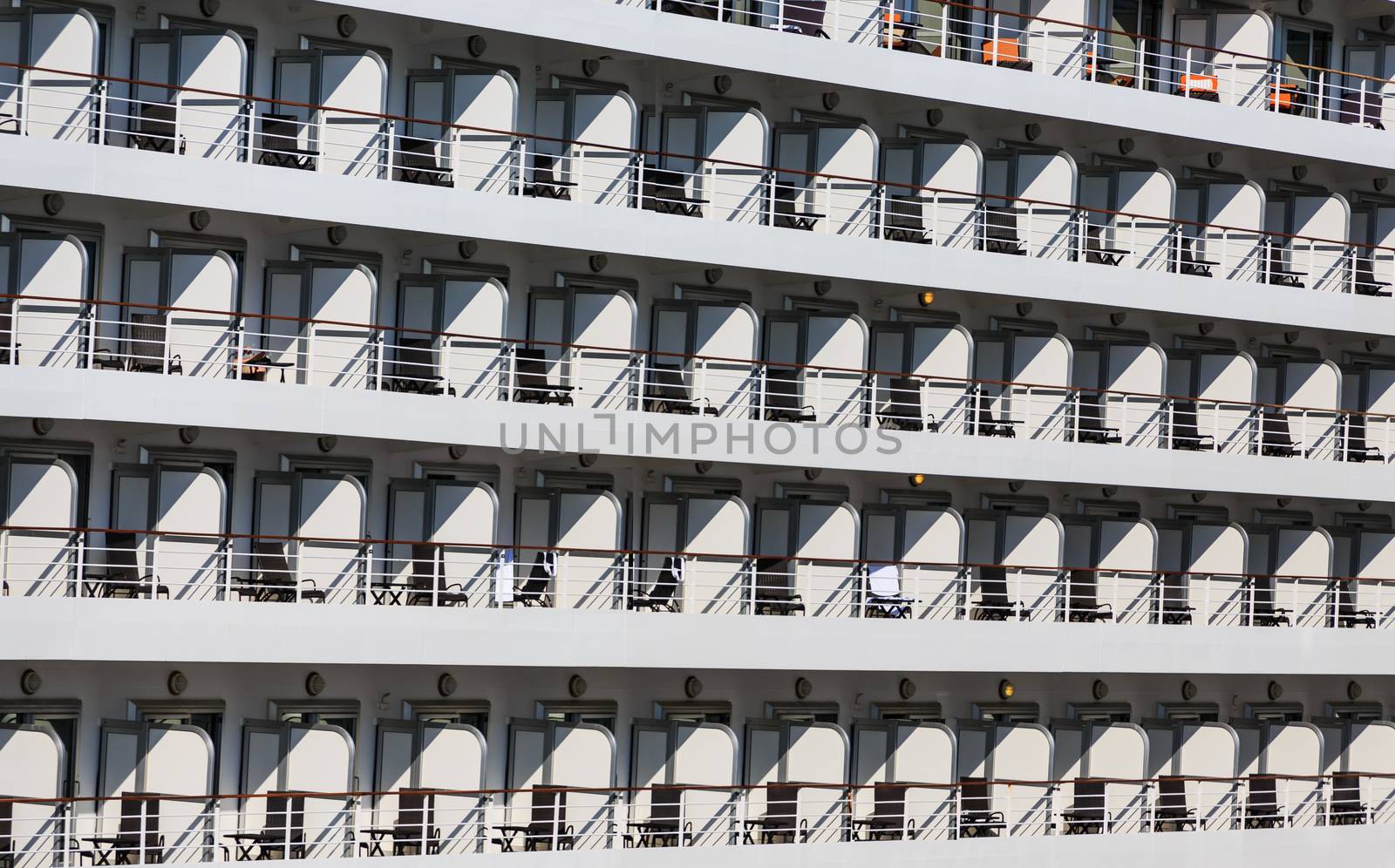 Rows of Endless Balconies on Side of Cruise Ship