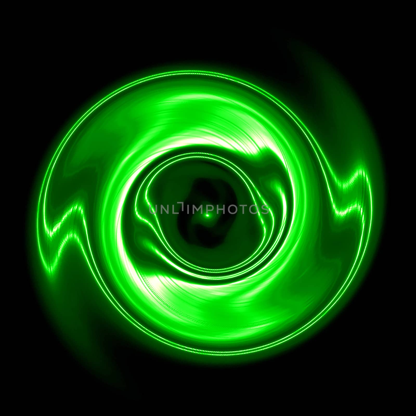 Green and black abstract background for design with radial blur. Space eye.