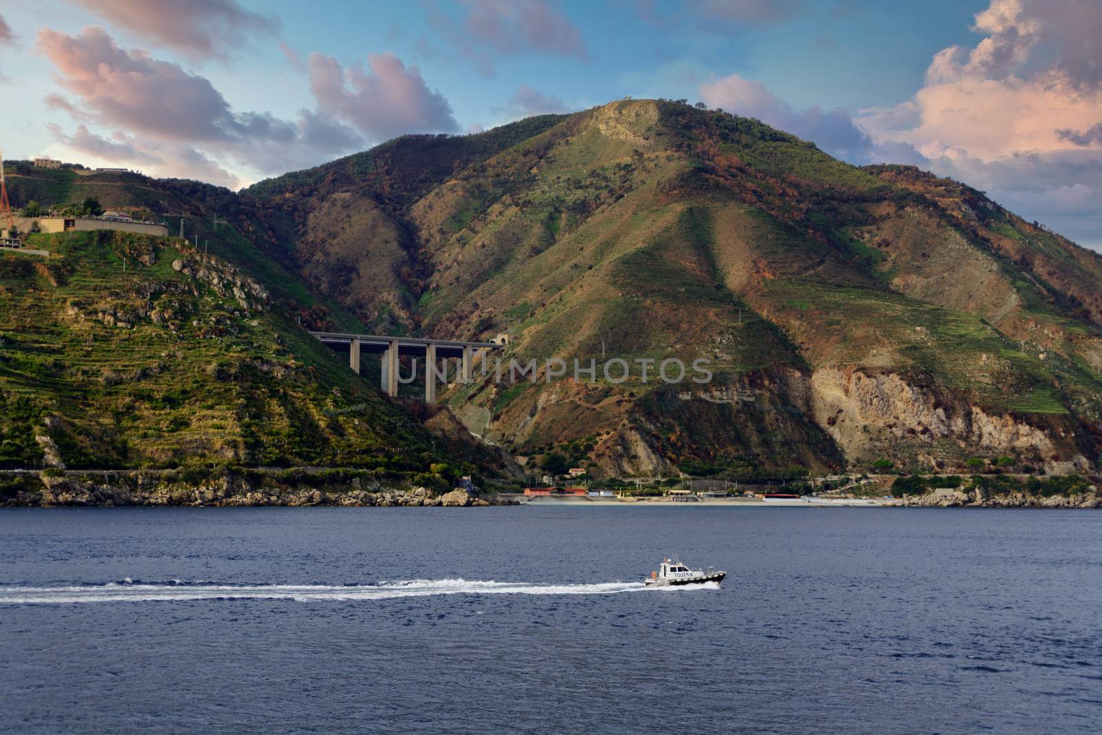 Pilot Boat Through Strait of Messina by dbvirago