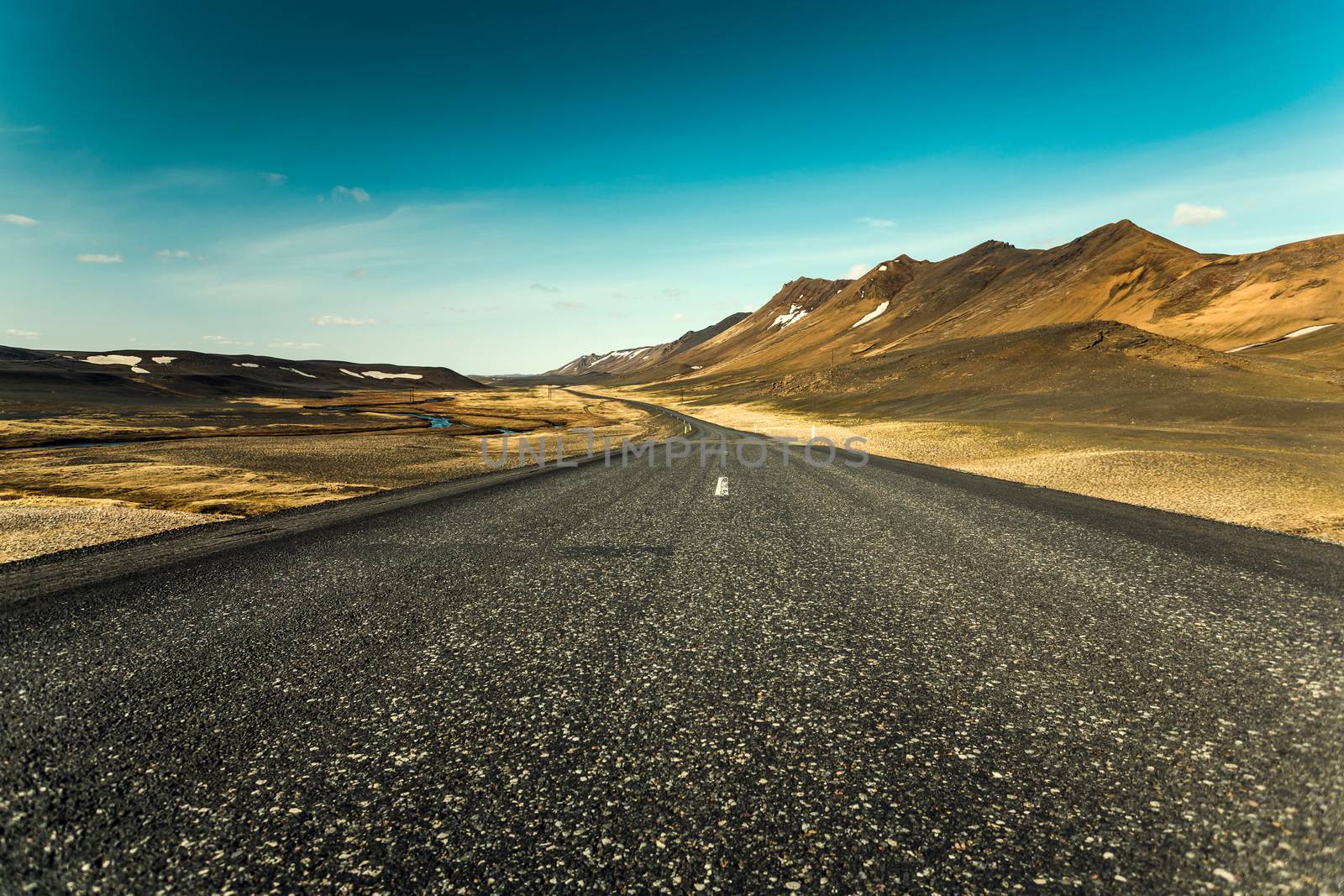 Beautiful road in the incredible landscapes of Iceland