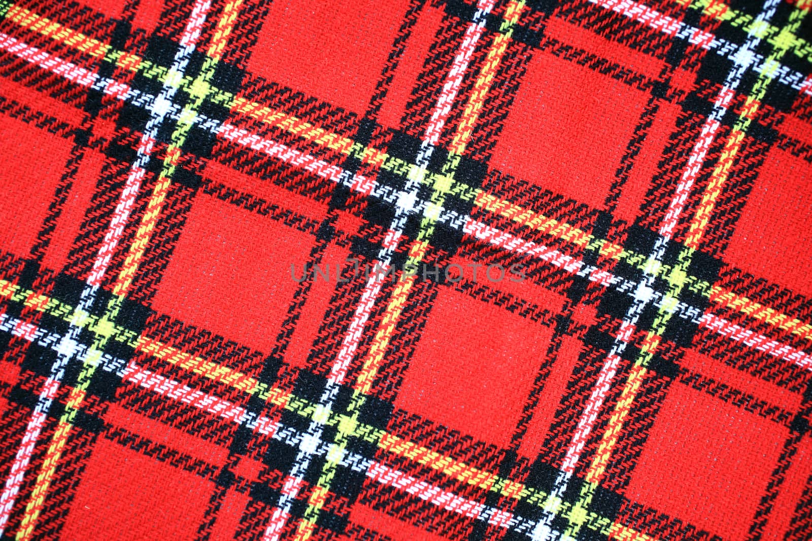 Red Scottish tartan plaid fabric material pattern by ant