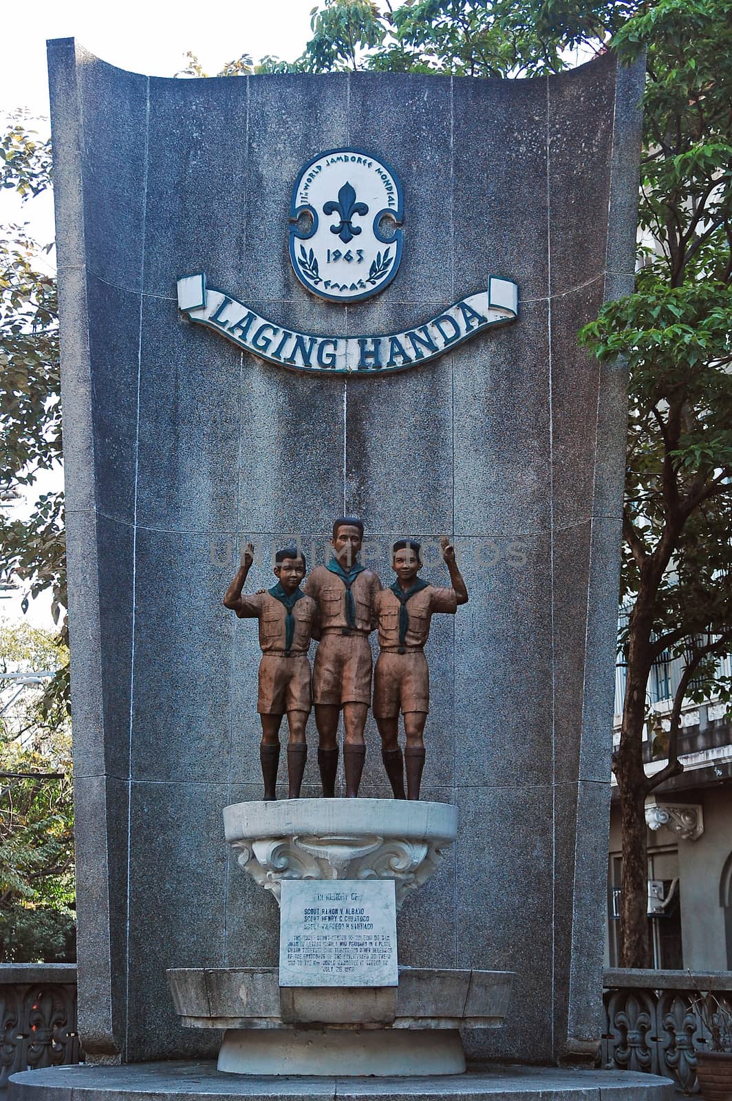 MANILA, PH - FEB 16 - Boy scouts 11th world jamboree statue at Intramuros on February 16, 2013 in Manila, Philippines.