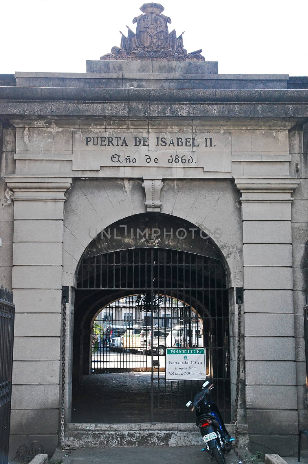 MANILA, PH - FEB 16 - Puerta de Isabel II entrance arch at Intramuros on February 16, 2013 in Manila, Philippines.