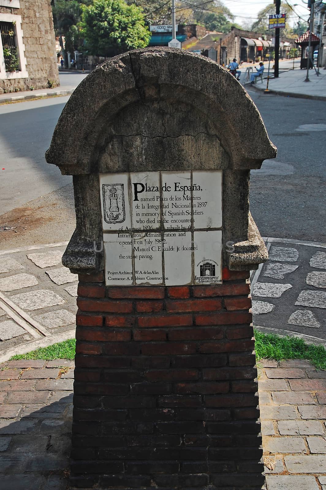 MANILA, PH - FEB 16 - Plaza de Espana marker at Intramuros on February 16, 2013 in Manila, Philippines.