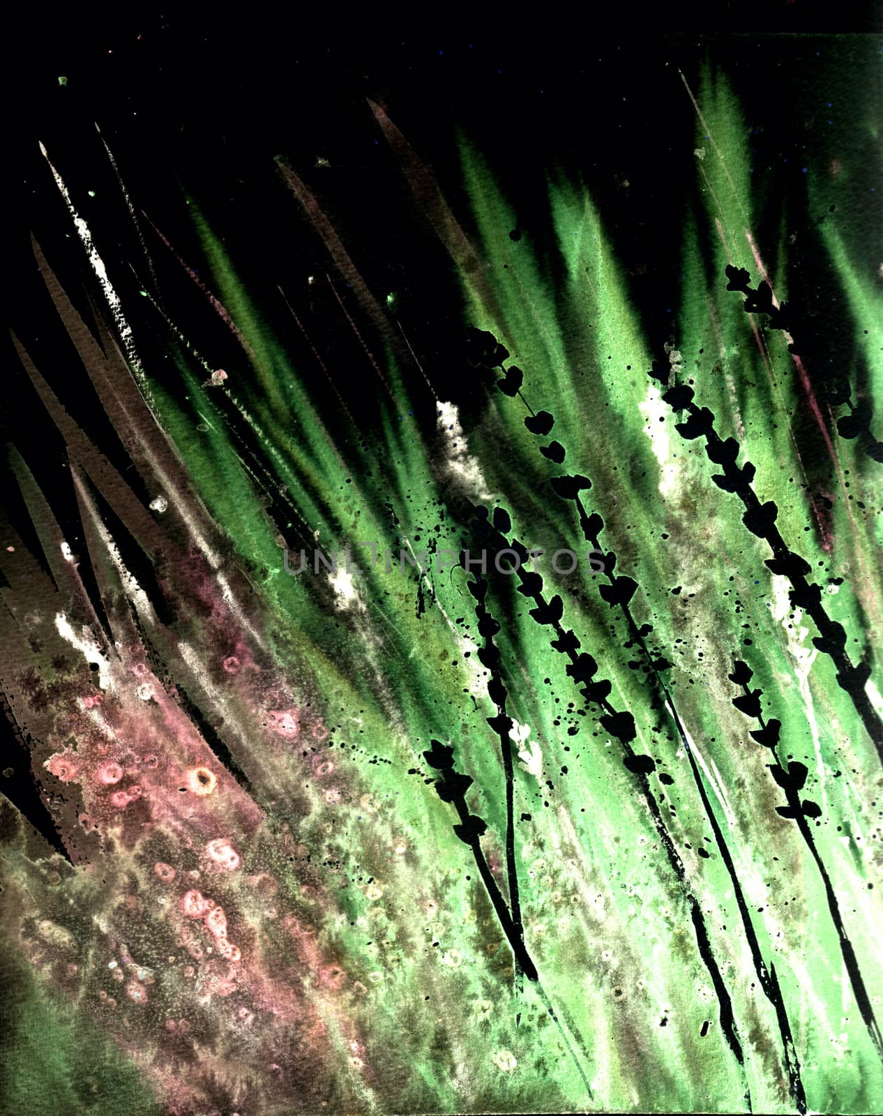 Abstract grass in the wind, dark and neon colors. by sshisshka