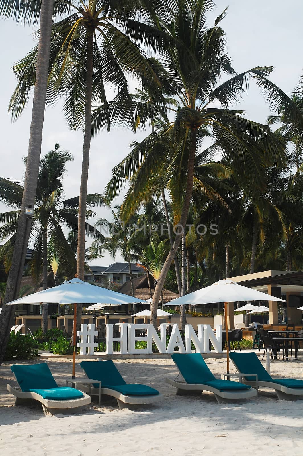 BOHOL, PH - SEPT 1 - Hennan resort beach chairs on September 1, 2015 in Alona beach, Panglao island, Bohol, Philippines