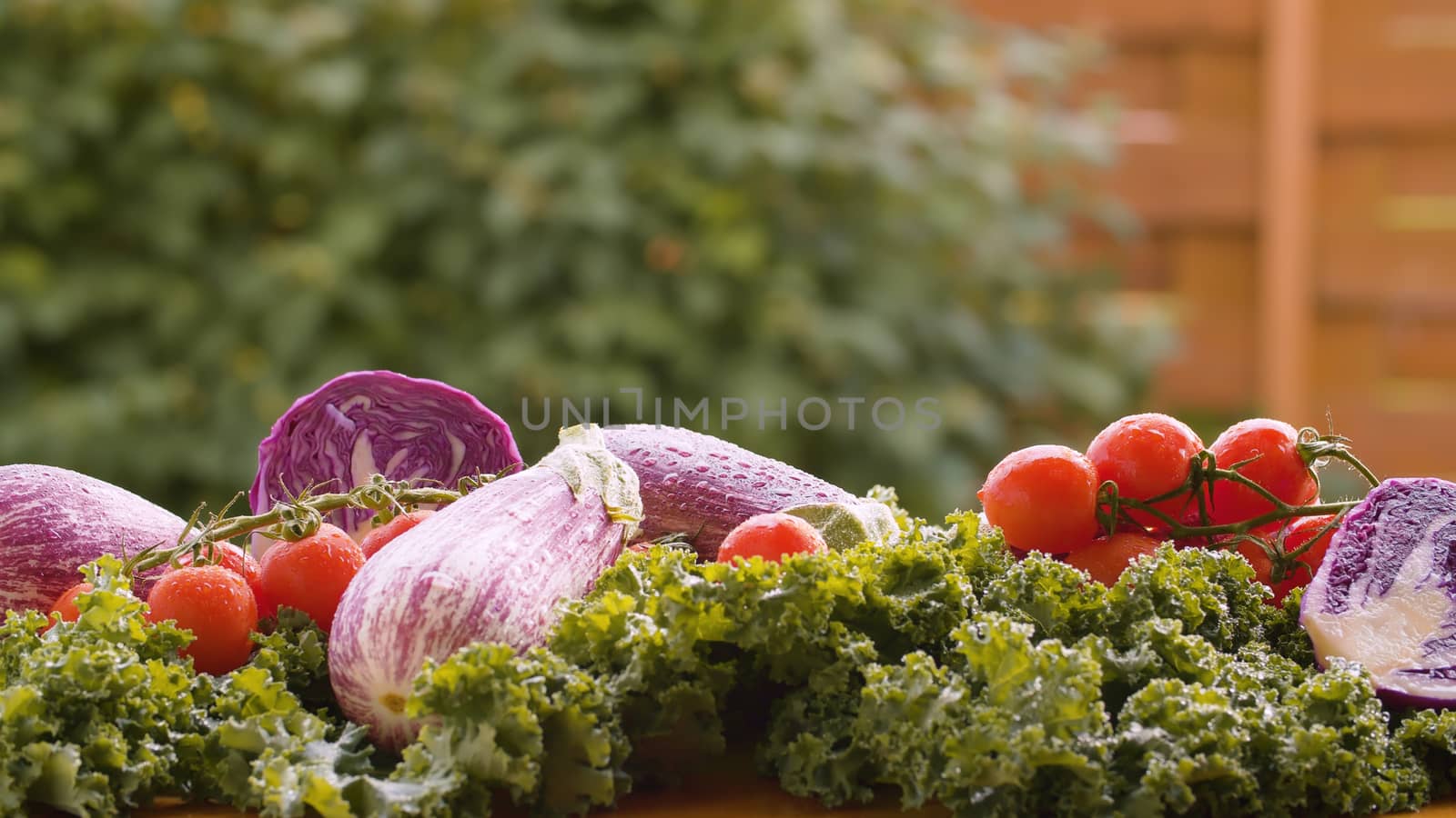 Fresh vegetables in drops of water by Alize