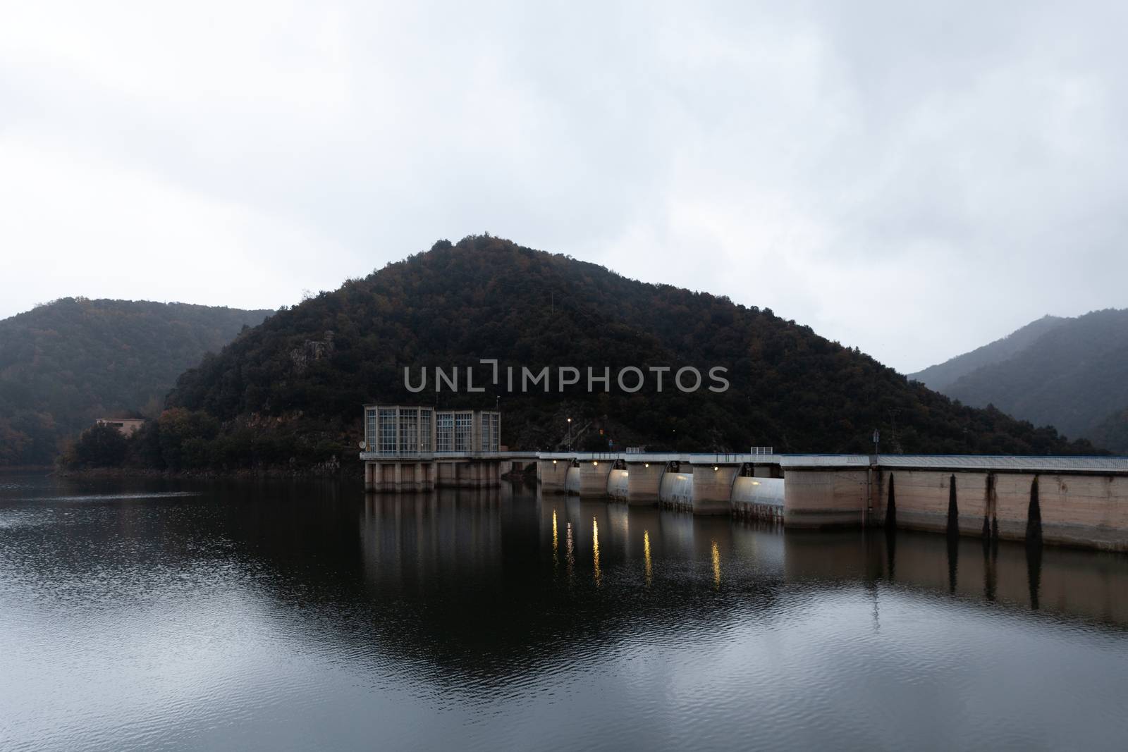 Vilanova de Sau, Spain - 18 November 2018: Dam of Sau reservoir