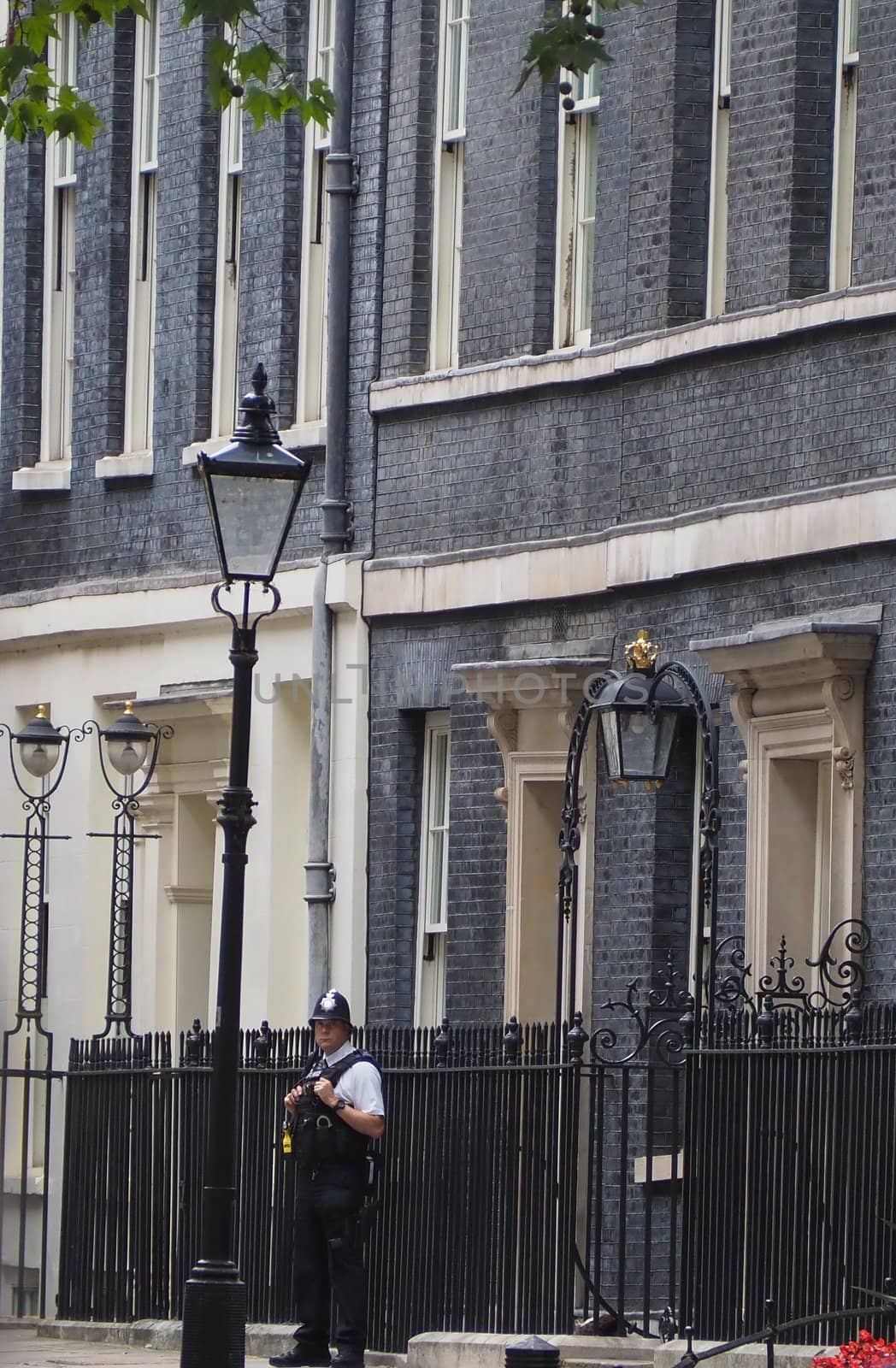 LONDON, UK - CIRCA SEPTEMBER 2019: Number 10 Downing Street headquarters of the Government and official residence of the Prime Minister of the United Kingdom
