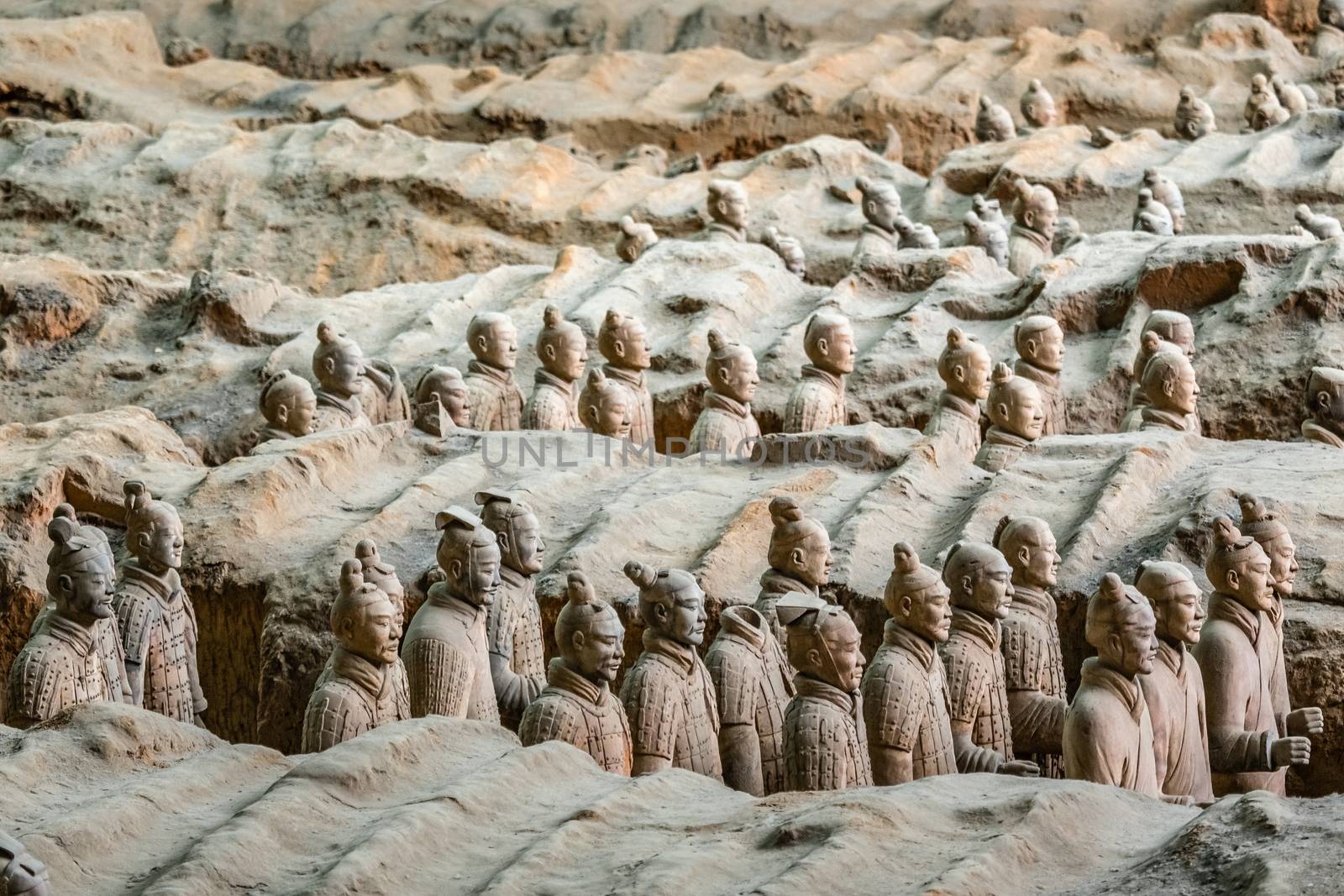 Excavated sculptures statues of the terracota army soldiers of Q by ambeon