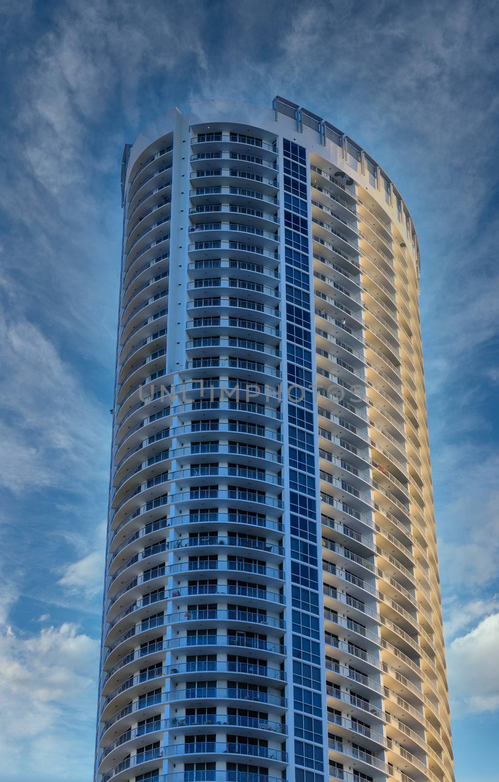 Many Curved Balconies on Miami Tower Hotel