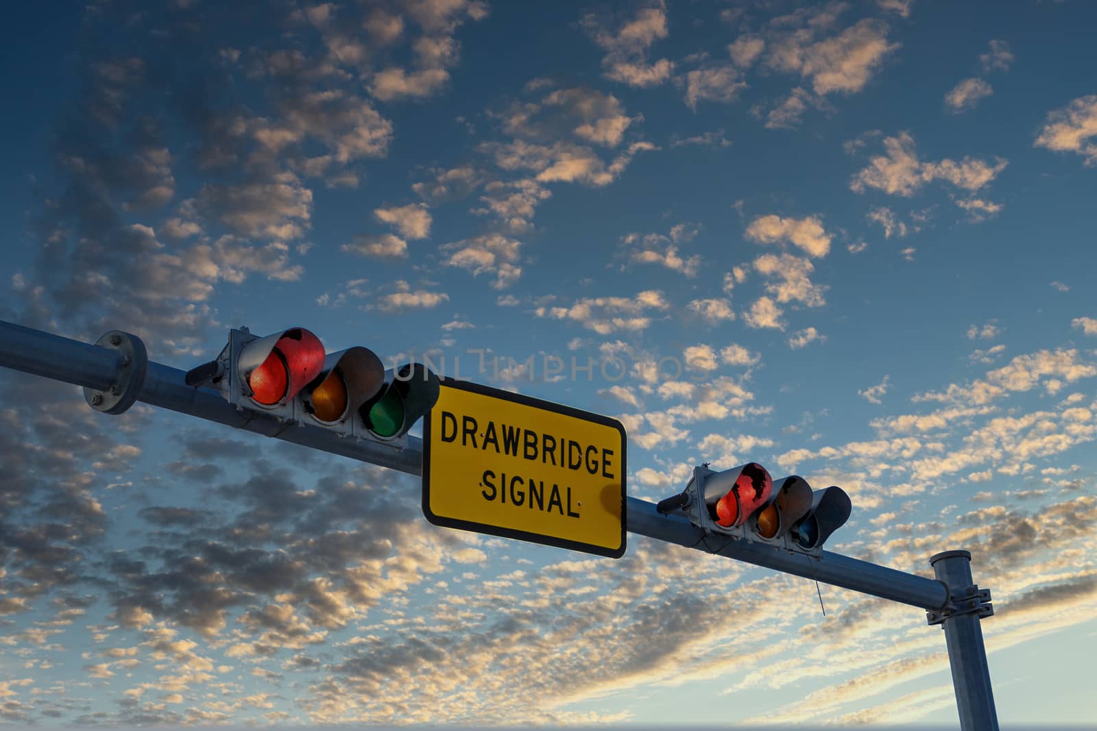 Drawbridge Closed Signal at Sunset by dbvirago