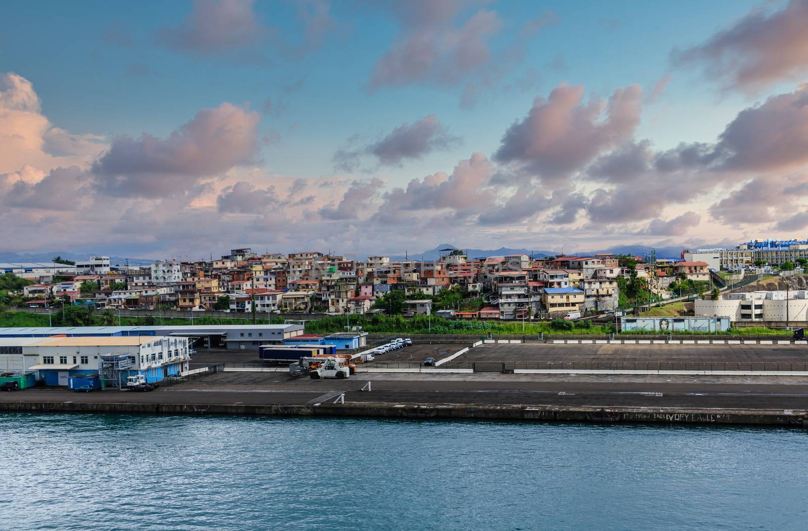 An Industrial Pier on Shore of Martinique