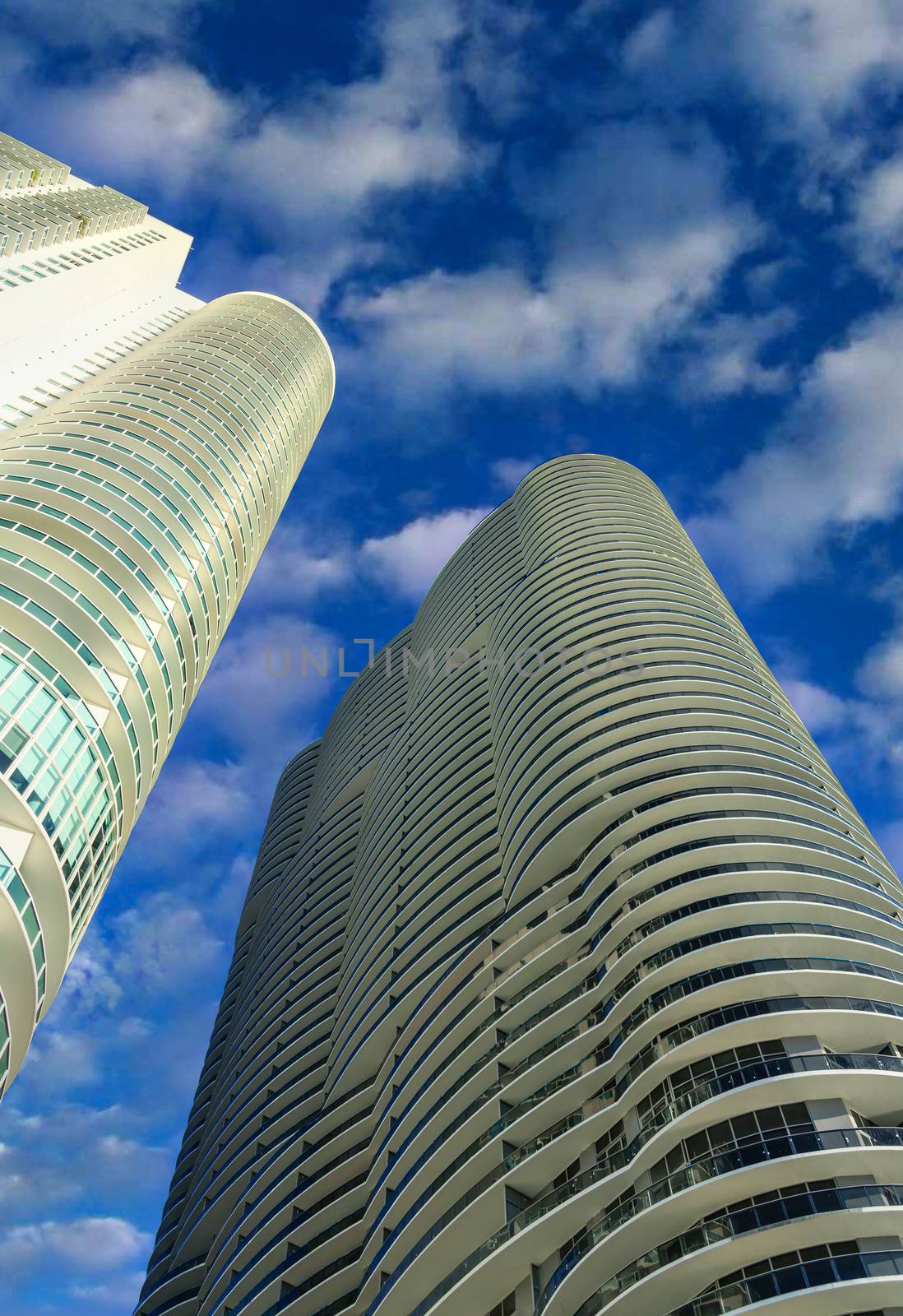 Two Miami Hotel Towers From Below by dbvirago