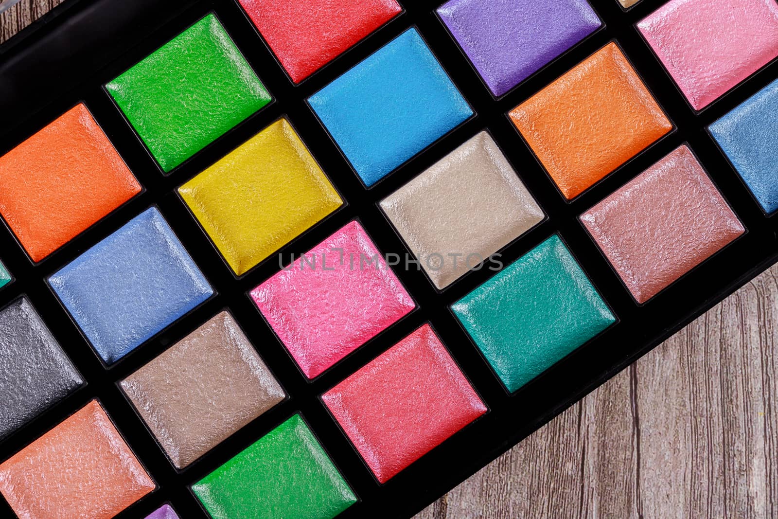 Colorful makeup palette, eye shadow in box. by ungvar