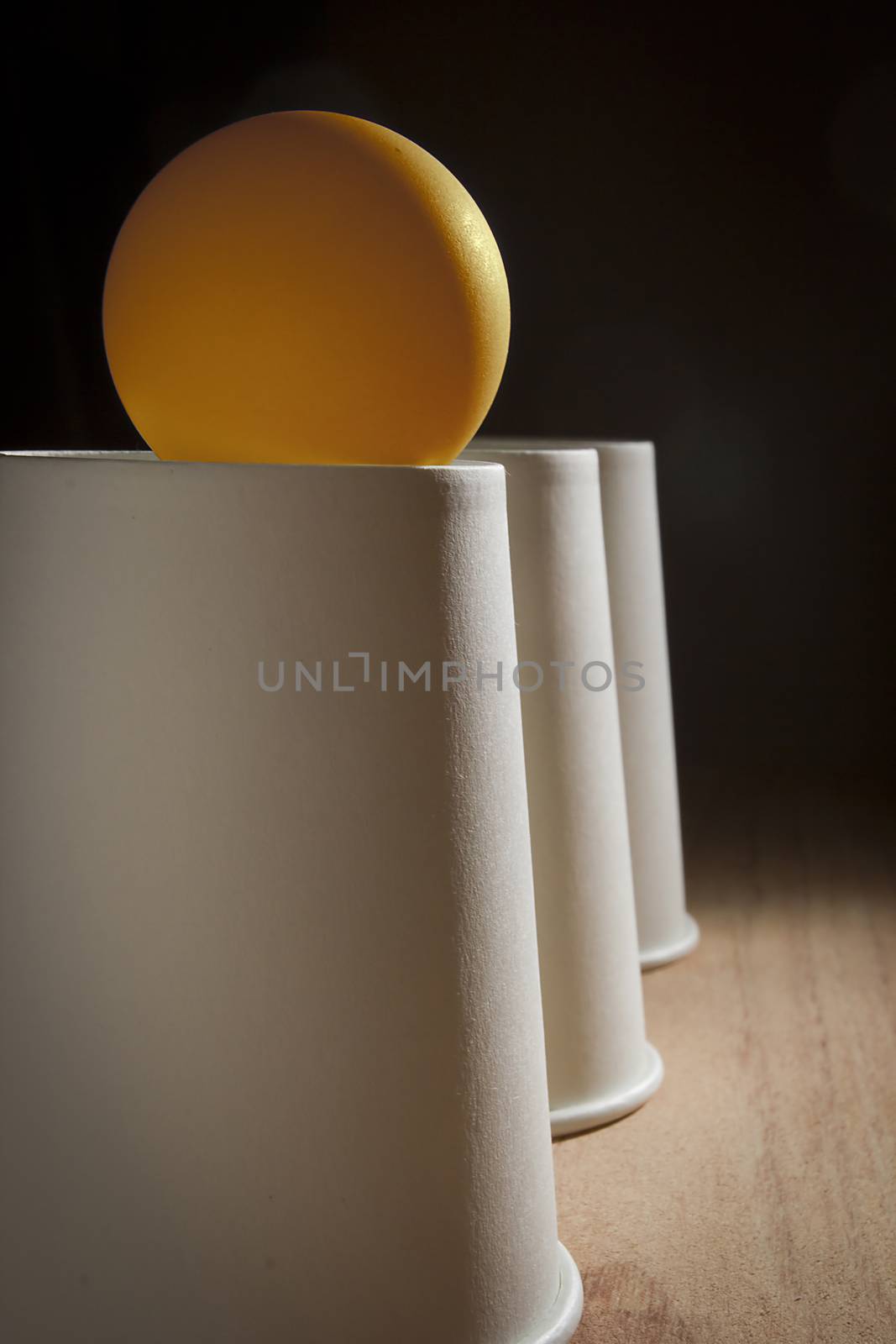 Disposable cups and ping pong ball by VIPDesignUSA