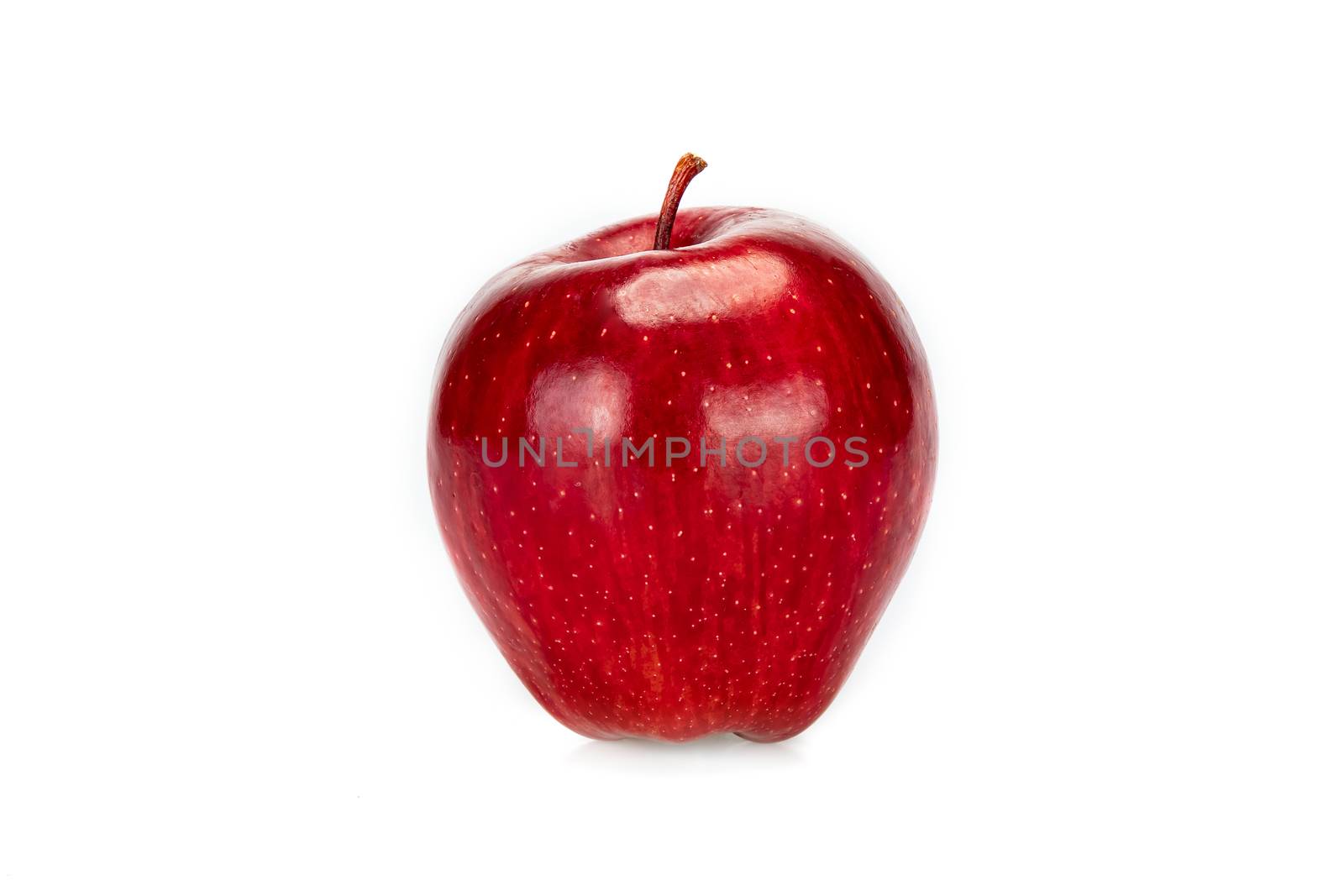 Fresh single red apple, isolated on white background.