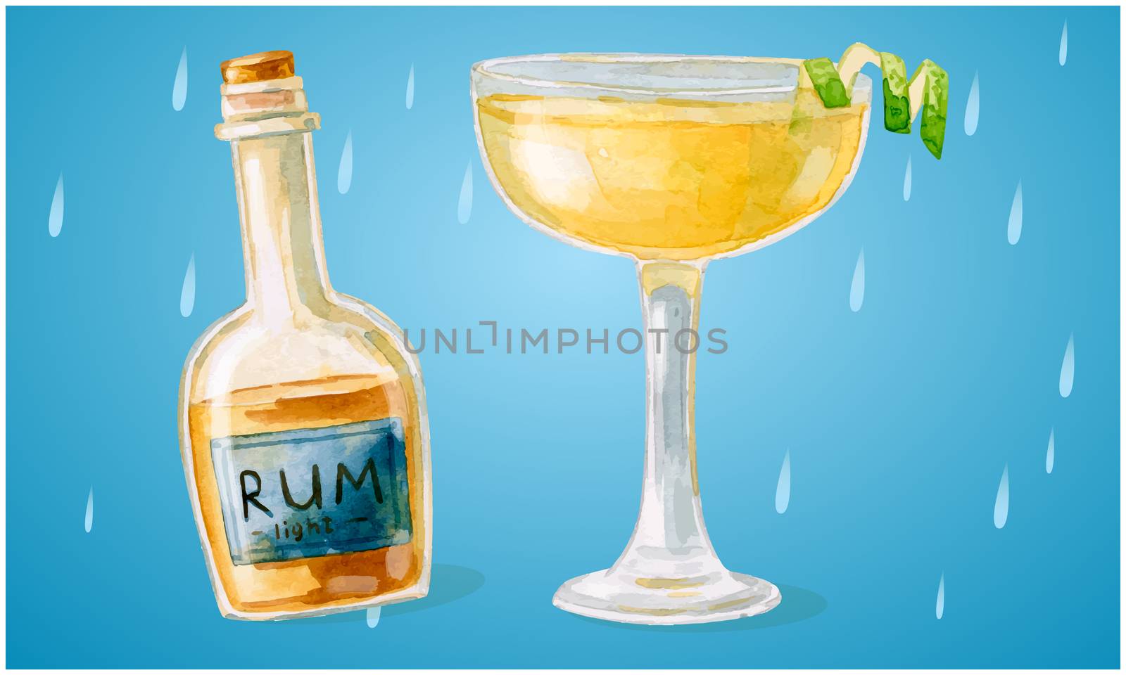 Mock Up illustration of rum and glass on abstract background by aanavcreationsplus