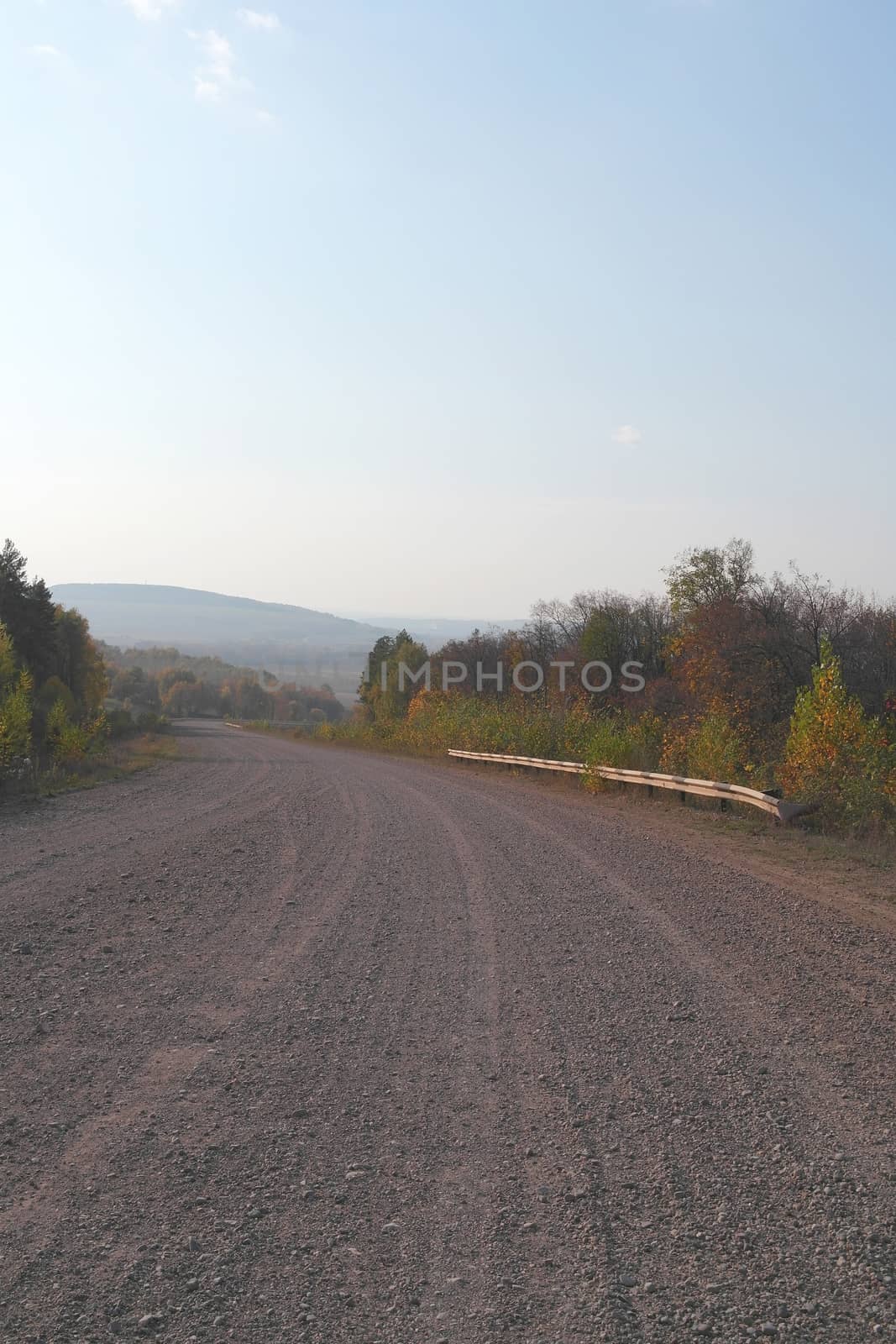 Road on the mountain, autumn landscape