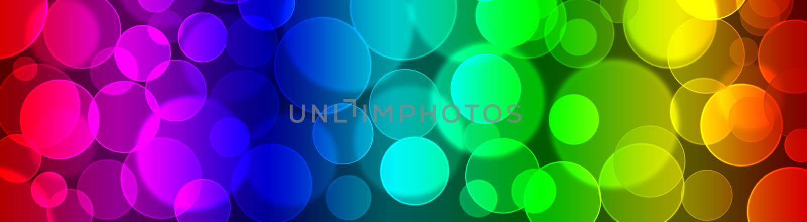 Lights holiday bokeh. Abstract round Christmas background for design. Blur.Rainbow gradient.