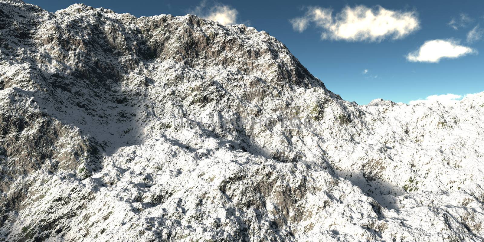 Winter high mountains with snow. 3d illustration by alex_nako