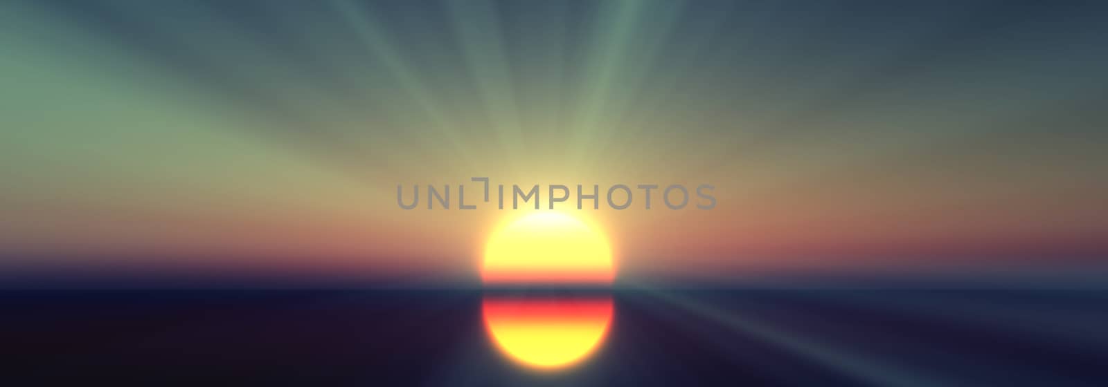 sunset calmly sea sun ray 3d rendering by alex_nako