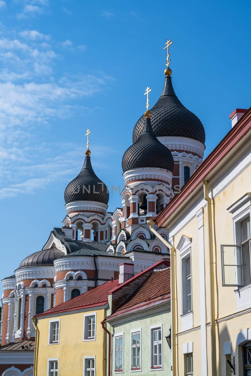 Photo of the Onion Domes of Alexander Nevsky Cathedral in Tallin Estonia.