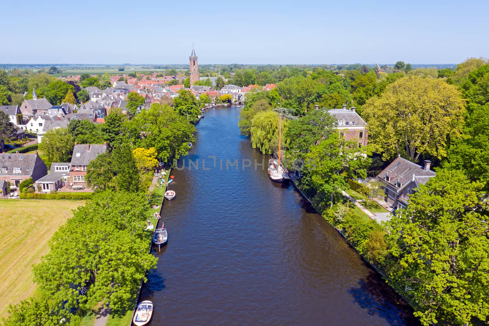 Aerial from the village Loenen aan de Vecht in the Netherlands