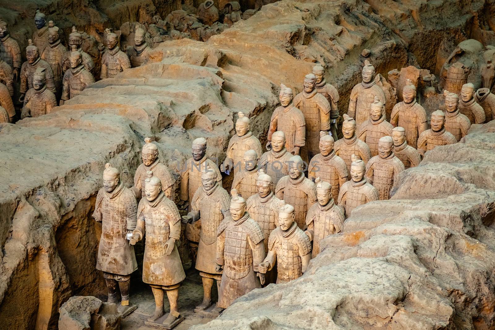 Excavated sculptures statues of the terracota army soldiers of Q by ambeon